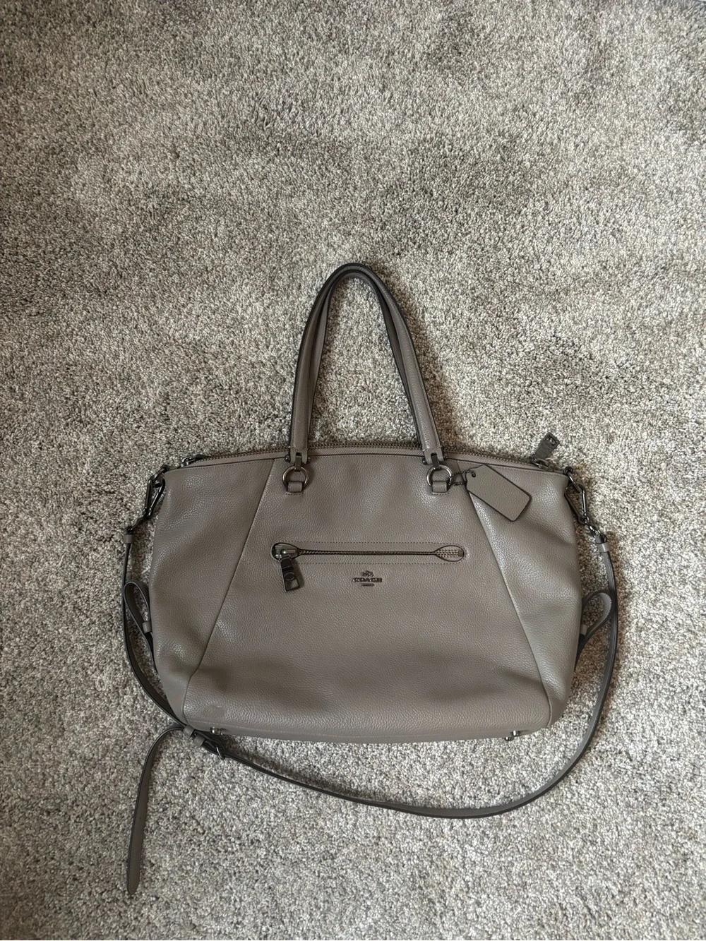 Coach Gray Pebbled Leather Satchel with Removable Strap